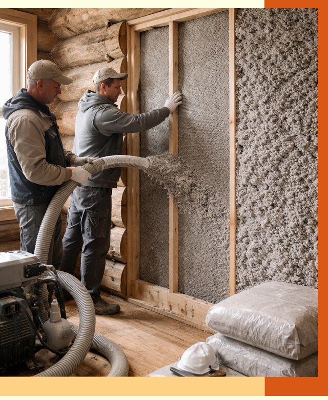 Утепление бревенчатого дома эковатой в Чебоксарах от 2828 руб. | ТепломастерЧбк